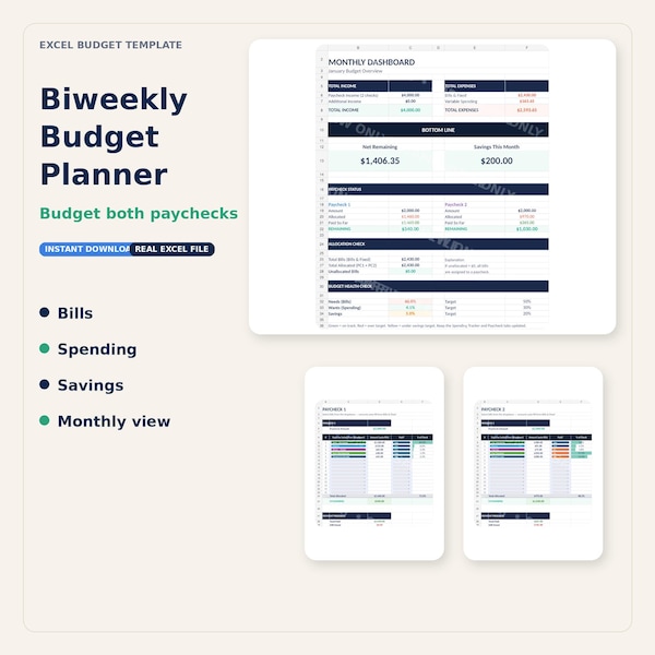 Biweekly Paycheck Budget Planner Spreadsheet